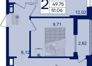 Двухкомнатная квартира на продажу, 51.1 м2, Краснодар, Прикубанский округ