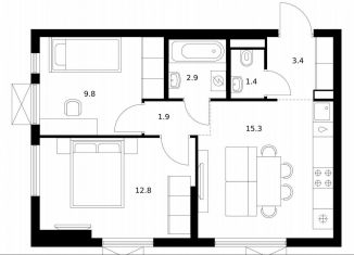 Продажа двухкомнатной квартиры, 47.5 м2, Мытищи, жилой комплекс Яуза Парк, к8