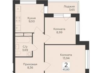 2-ком. квартира на продажу, 45.8 м2, Воронеж, Центральный район