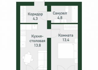 Продажа 1-ком. квартиры, 35.3 м2, Екатеринбург, Ленинский район