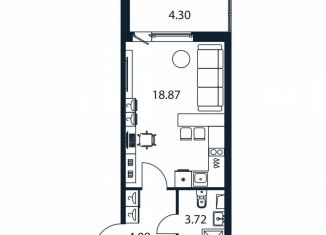 Продам квартиру студию, 26.4 м2, Мурино, Романовская улица, 9