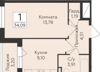 Продается 1-ком. квартира, 34.1 м2, Воронеж