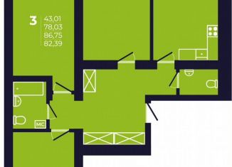 Продаю 3-комнатную квартиру, 82.2 м2, Республика Башкортостан, улица Михаила Зайцева, 6