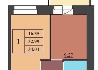 Продам 1-ком. квартиру, 34 м2, Ярославль