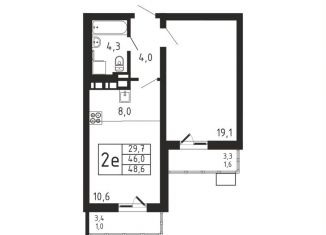 Продаю двухкомнатную квартиру, 48.6 м2, деревня Пирогово, ЖК Пироговская Ривьера