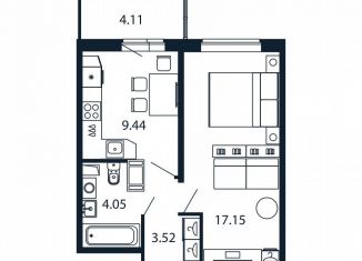 Продам 1-ком. квартиру, 33.6 м2, Мурино, Ручьёвский проспект, 20