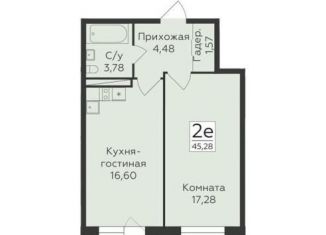 Продам однокомнатную квартиру, 45.3 м2, Воронеж