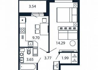 Продам однокомнатную квартиру, 32.6 м2, Мурино, Ручьёвский проспект, 20