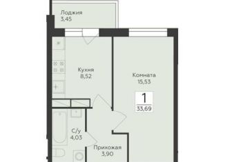 Продаю 1-комнатную квартиру, 33.7 м2, Воронеж
