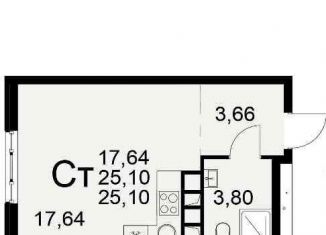 Продается 1-ком. квартира, 25.1 м2, Рязань