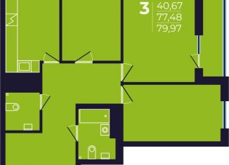 Продается 3-ком. квартира, 80 м2, Республика Башкортостан, проспект Дружбы Народов, 47