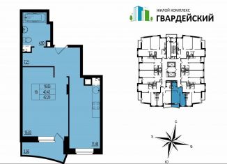 Продается 1-ком. квартира, 42.2 м2, Владимир, ЖК Гвардейский 2.0
