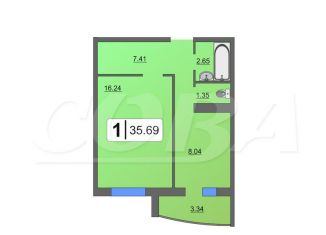 Продаю 1-комнатную квартиру, 35.6 м2, Тюмень, Беловежская улица, 15