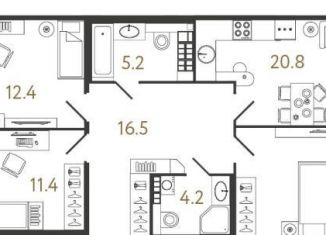 Продаю 3-комнатную квартиру, 89.7 м2, Санкт-Петербург, Миргородская улица, 1