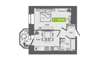 Продается однокомнатная квартира, 34.6 м2, Северодвинск, улица Ломоносова, 79к2