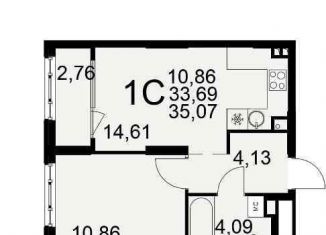 Продам 1-ком. квартиру, 35.1 м2, Рязань