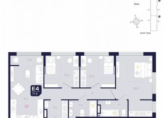 Продажа 4-комнатной квартиры, 77.4 м2, Тюмень