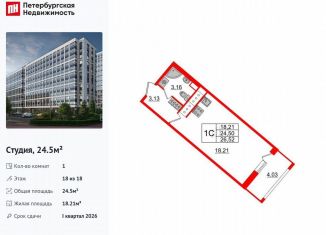 Продажа квартиры студии, 24.5 м2, Санкт-Петербург, метро Улица Дыбенко