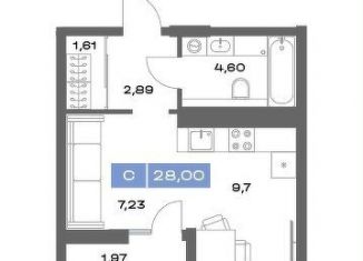 Продается квартира студия, 28 м2, Тюмень