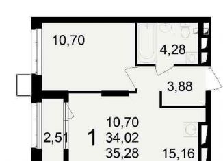 Продается 1-ком. квартира, 35.3 м2, Рязань