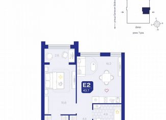 2-ком. квартира на продажу, 43.7 м2, Тюмень, улица Евгения Войнова, 3