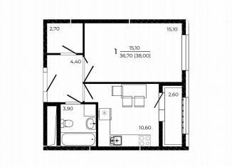 Продам 1-ком. квартиру, 38 м2, Ростов-на-Дону