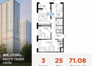 Трехкомнатная квартира на продажу, 71.1 м2, Тула, Торховский проезд, 4