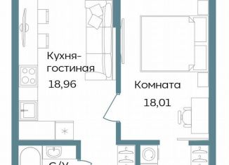 Продам 1-комнатную квартиру, 48.6 м2, Крым