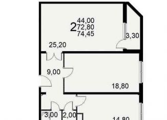 2-ком. квартира на продажу, 74.5 м2, Рязань, Славянский проспект, 12