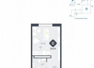 Квартира на продажу студия, 25.5 м2, Тюмень