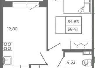 1-ком. квартира на продажу, 34.8 м2, Сертолово