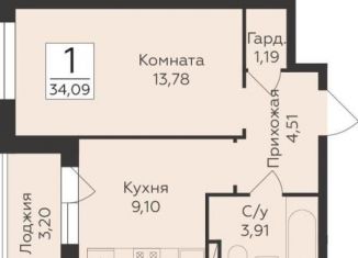 1-ком. квартира на продажу, 34.1 м2, Воронеж, Острогожская улица, 164