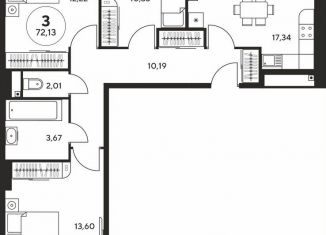 Продаю трехкомнатную квартиру, 72.1 м2, Ростов-на-Дону
