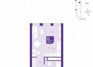 Продажа квартиры студии, 25.5 м2, Тюмень, Центральный округ