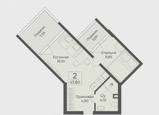 Продаю однокомнатную квартиру, 47.8 м2, Крым