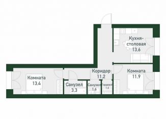 Продажа двухкомнатной квартиры, 55.3 м2, Екатеринбург, улица Амундсена, 183/2, Ленинский район