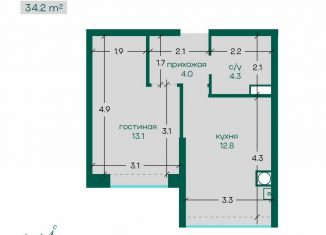 1-ком. квартира на продажу, 34.6 м2, Ставрополь, Индустриальная улица, 50