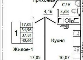 Продам 1-комнатную квартиру, 40.7 м2, деревня Алтуховка