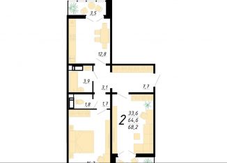 Продажа 2-ком. квартиры, 68.2 м2, Воронеж, улица Пескова, 6