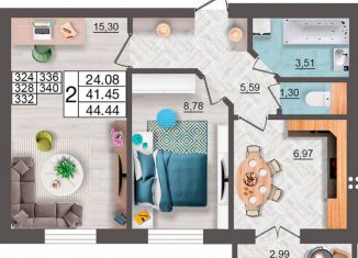 Продам 2-ком. квартиру, 44.4 м2, Смоленск