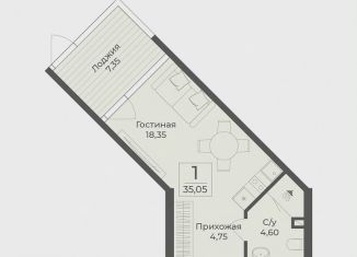 Продам квартиру студию, 35.1 м2, Крым