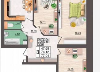 Продаю 3-комнатную квартиру, 77 м2, Смоленск, улица 25 Сентября, 26