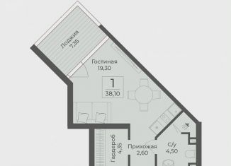 Продаю квартиру студию, 38.1 м2, Крым