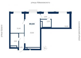 Продается двухкомнатная квартира, 66.6 м2, Екатеринбург, Ленинский район, Московская улица, 247А