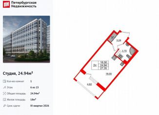 Продаю квартиру студию, 24.9 м2, Санкт-Петербург, метро Улица Дыбенко
