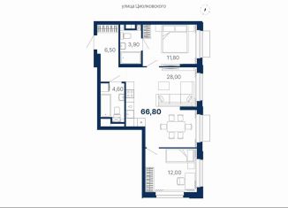 Продается двухкомнатная квартира, 66.8 м2, Екатеринбург, Ленинский район