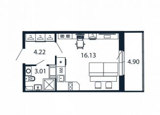 Продаю квартиру студию, 23.1 м2, Мурино, Ручьёвский проспект, 20