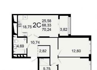 2-комнатная квартира на продажу, 70.2 м2, Рязань, Льговская улица, 8