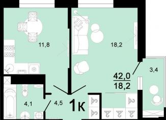 1-ком. квартира на продажу, 42 м2, Горячий Ключ, улица Ярославского, 111А
