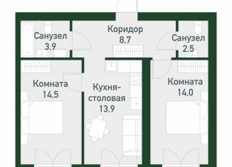 Продаю 2-ком. квартиру, 56.3 м2, Екатеринбург, Ленинский район